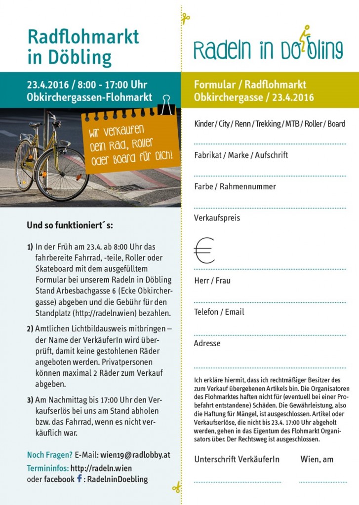 Fahrrad-Flohmarkt Obkirchergasse Formular