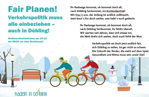 Oh Radwege kommet - Fair Planen! Ein Weihnachtslied für die Döblinger Verkerhspolitik (C) Radeln in Döbling